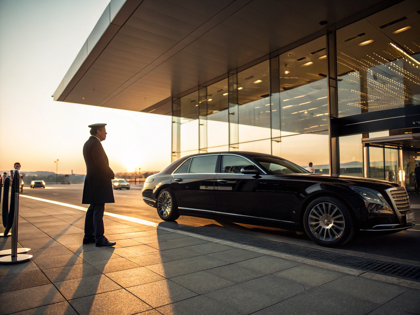 Chauffeured luxury vehicle at Baltimore Washington International Airport